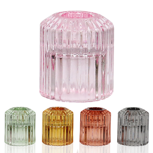 Ribbed Glass <strong>Candle</strong> <strong>Holder</strong> 2-in-1 Tea Light <strong>Candle</strong> <strong>Holder</strong> With Different Colors Customization - Product Image 3