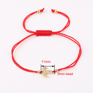 Nouveau Design Plaqué Or 18K Mignon Petit CZ Pave 12 Charme Du Zodiaque Cordon Rouge <span class=keywords><strong>Noeud</strong></span> Tissé Tressé Chanceux Amitié Bracelet JBS12667 - Product Image 3