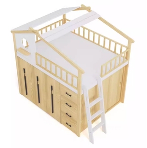 Lit cabane dans les arbres en bois massif personnalisé pour enfants avec armoire à fond épais Lit armoire de maison en bois de petite taille - Product Image 4