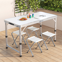 Table de banquet rectangulaire pliable portable pour la restauration en plein air en alliage d'aluminium blanc + MDF