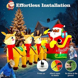 Aufblasbare Weihnachtsfigur Weihnachtsmann im Schlitten mit Rentieren und Lichtern, Rasen- und Gartendekoration, aufblasbare Weihnachtsdekoration für den Hof - Product Image 5