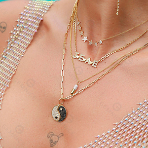 Gemnel Pendentif élégant en pierre CZ noire Yin Yang en argent 925 Bijoux glacés à breloques chinoises pour hommes et femmes - Product Image 4