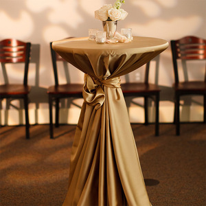 Mantel de Satén de Lujo para Mesa de Cóctel Redonda, Ajustable, para Mesa Alta de Bar, Mantel Dorado para Bodas, Banquetes y Eventos - Product Image 1