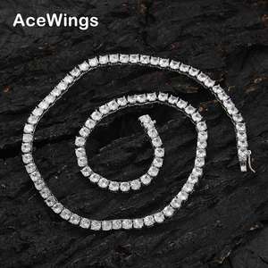 Collana Tennis da <span class=keywords><strong>Uomo</strong></span> Hip-Hop con Zirconi Cubici Micro-Pavé in Rame Dorato, Modello 4x4 mm, Regalo per <span class=keywords><strong>Uomo</strong></span> - Product Image 3