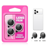Protection d'Objectif de Caméra de Téléphone Mobile pour Tecno Spark 40 Pro + Film Protecteur d'Écran en Verre de Caméra Bling Diamant pour Infinix Hot 60