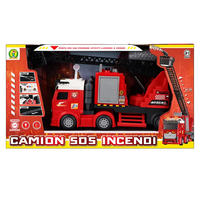 Camion de pompiers Sos 53 cm en plastique moulé sous pression avec lumières et sons, piles alcalines AA, contrôle par friction pour enfants de 3 ans et plus