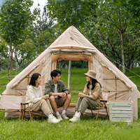 Grande tente familiale d'extérieur pour le camping, toile Oxford imperméable avec coton aérien, tente gonflable de glamping