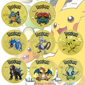 Pièce de monnaie commémorative en métal colorée sur le thème de l'anime japonais Pokémon, médaille classique de remise de diplôme - Product Image 2