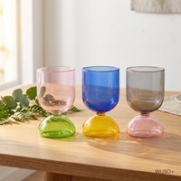 Verre à vin gobelet bicolore coloré soufflé à la main, multicolore, pour fête, décoration de table à la maison, cadeau
