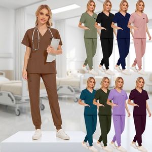 Uniformes Médicos Unisex de Poliéster y Spandex con Cuello en V y Logotipo Personalizado, Uniformes de Hospital, Trajes de Enfermería - Product Image 1