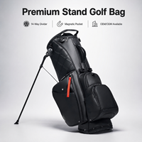Sac de golf sur pied OEM 14 compartiments en cuir PU noir de qualité supérieure, avec logo personnalisé, poche magnétique écologique, léger et imperméable pour les magasins professionnels