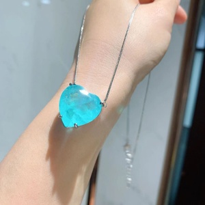 Wholesale Heart Cut 20*20mm Paraiba Cubic Zirconia Elegant Necklace <b>Earrings</b> Set Eco-friendly Copper Nice Jewelry Set - Product Image 3