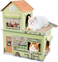 Maisons à gratter pour chatons, condos, cabanes à thème café, cachettes, maisons de jeu, lits avec tapis à gratter, maisons en carton pour chats d'intérieur