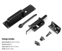 Loquet de porte à levier robuste pour clôtures en bois, kit de loquet de clôture autobloquant avec poignée, kit de verrouillage de porte et de portail