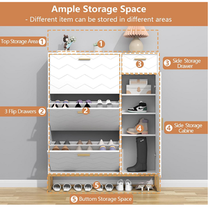 Armoire à chaussures contemporaine en MDF avec cloison de rangement de grande capacité Meubles de salon modernes pour la maison pour l'entrée et le couloir - Product Image 4