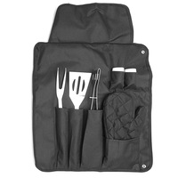 Ensemble de 7 ustensiles de barbecue en acier inoxydable avec tablier, fourchette à barbecue d'extérieur, spatule à poisson et pinces à aliments