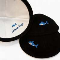 Kippa en lin noir personnalisée avec broderie de requin mignon, cadeaux judaïques pour garçons, à porter au quotidien