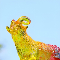 Ornement de Chèvre en Cristal Luxe Léger, Figurine Animale Colorée Effet Champagne Arc-en-ciel, Gravure Laser DIY, Objets de Collection pour Décoration de Table et d'Intérieur