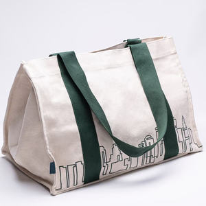 Bolsa de compras de algodón náutico de gran capacidad personalizable tela de lona gruesa con mango largo reutilizable y estampado de logotipo - Product Image 4