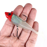 Lot de 5 leurres souples en gros/boîte, 8 cm et 10 cm, kit de leurres souples à tête plombée et queue de pagaie pour la pêche au brochet et au perch