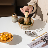 Service à thé matcha en porcelaine de luxe léger de style rétro de la dynastie Song avec brosse et agitateur