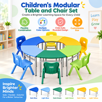 Fournisseur de meubles pour enfants, table et chaise en plastique semi-circulaires, bureau d'école mignon, chaises pour enfants, table d'activités pour la maternelle