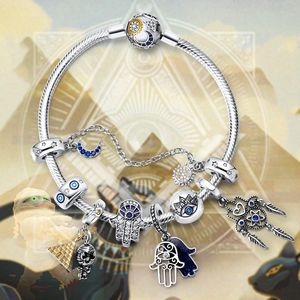   Abalorios de Plata Vintage con Diseño de Ojo de Diablo y Circonitas Transparentes, Joyería Clásica, Religiosa, <span class=keywords><strong>para</strong></span> Fiestas, DIY, Pulsera, Venta al por Mayor, Regalo - Product Image 5