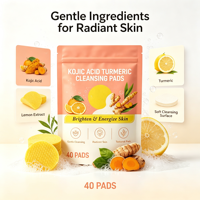 Tampons nettoyants à l'acide kojique et au curcuma en marque privée, tampons exfoliants pour éclaircir la peau pour femmes, OEM MOQ 100 boîtes