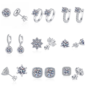 Khuyên tai Moissanite tròn cắt bông tuyết bạc 925 cao cấp, đá VVS, khuyến mãi nóng, dành cho nữ, trang sức cưới, 0.5ct - Product Image 6