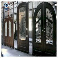 Porte de sécurité extérieure moderne Prima pour villa, cadre en fer forgé, portes à double vitrage, construction en acier, isolation phonique