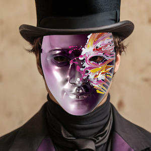 Halloween princesa Cosplay <span class=keywords><strong>carnaval</strong></span> cara completa máscara púrpura mariposa pintura hombres Horror máscara mascarada baile fiesta Props - Product Image 1