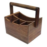 Boîte à ustensiles de cuisine verticale simple couche en bois naturel, boîte de rangement en bois