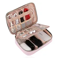 사용자 정의 로고 발수 전자 주최자 작은 핑크 가방 PU 케이블 케이스 여행 케이스 가방