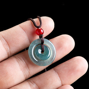 Collier en jade naturel avec pendentif en forme de beignet, pendentif en jade naturel pour mère et enfant, breloques pour garçons et filles, vente en gros - Product Image 6