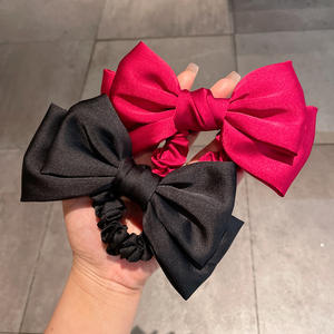 Estilo francés satén lazo cuerda para el cabello Cola de Caballo pelo scrunchies rhinestone temperamento lazo para el cabello niñas banda de goma - Product Image 1