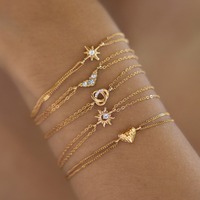 Bracelet double couche en acier inoxydable avec pendentifs et breloques en zircon, multi-styles, élégant et scintillant, collection tendance TGSL6001