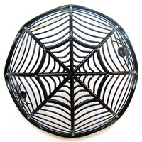 Halloween decoratie 2026: zwarte spinnenweb schaal, fruitplateau, snoep- en biscuitset, mandje, schaal, Halloween feestbenodigdheden