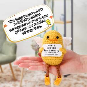 Pato positivo de patas largas de punto hecho a mano con alas, apoyo emocional, pato Ángel, Animal de ganchillo para regalo de cumpleaños inspirador - Product Image 5