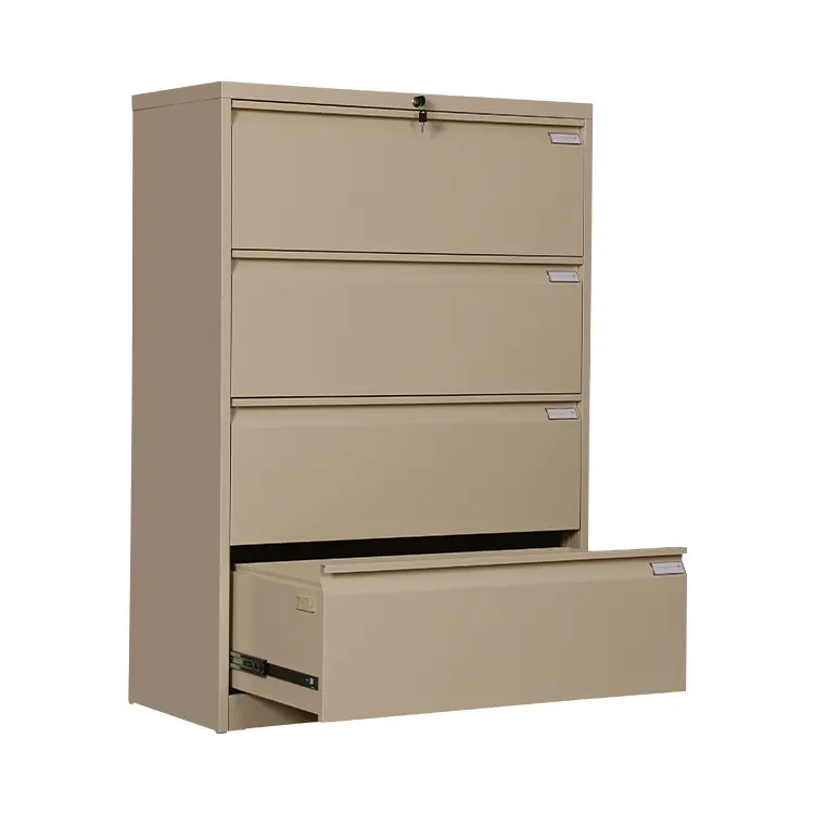 Metal 4 Drawer Lateral File Cabinet For File Folder Lockable Home Office Cabinet
