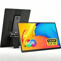 Monitor Portabel 16" 1200P IPS Ultra-Tipis untuk Perjalanan dengan Speaker, Layar Kedua USB-C untuk Laptop PC Mac Xbox PS4/5, Dilengkapi Penyangga