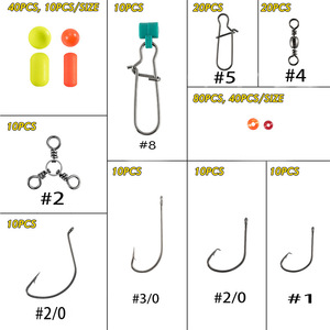 221 pièces/boîte Kit d'accessoires de pêche : Ensemble de plombs balle, plombs de leurre, hameçons crank, perles de retenue, agrafes à ressort, anneaux brisés - Product Image 6
