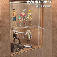 Boîte de présentation pliable écologique anti-poussière pour figurines, objets de collection, contenants de rangement en plastique, porte magnétique, utilisation de sac