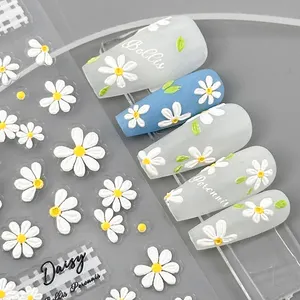 Musim semi bunga seni kuku stiker Decals merekat sendiri warna-warni musim panas bunga perlengkapan seni kuku desain aksesori dekorasi