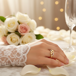 14K Solid Purity <b>Gold</b> Art Design <b>Ring</b> Wedding <b>Ring</b> for Women Latest Design Jewelry Wedding Band Bridal <b>Ring</b> - Product Image 3