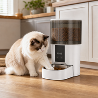 Distributeur automatique d'aliments pour animaux de compagnie en acier inoxydable moderne, étanche, avec écran LCD et minuterie pour chats, chiens et petits animaux - Alimenté par piles, design en boîte