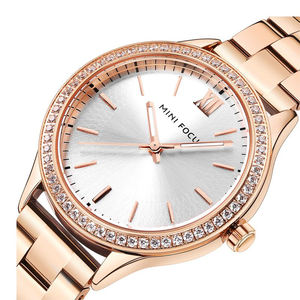 Mini Focus 0043L Belle montre pour femmes en zircon Or rose Acier inoxydable Montre de luxe à la mode Montre-bracelet pour femmes Relojes pour femmes - Product Image 2