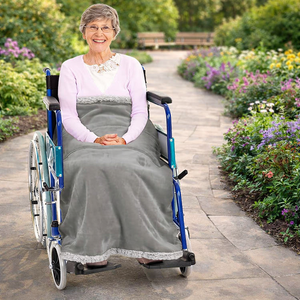 ผ้าห่มสำหรับรถเข็นคนพิการแบบสั่งทำพิเศษสำหรับผู้สูงอายุหญิง ผ้าคลุมอุ่นๆ แต่งขอบลูกไม้ ผ้าคลุมขนแกะนุ่มสำหรับใช้งานกลางแจ้งในฤดูหนาว - Product Image 1