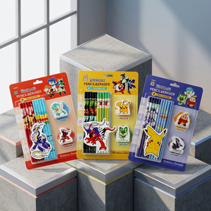 Elite pokemon Wood Pencil Eraser <b>Set</b> B Kids Stationery School Supplies Anime Cartoon Student Gift Wholesale - Product Image 3