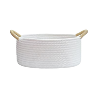 Panier de rangement en corde de coton tissé de style moderne avec poignées pour jouets d'animaux de compagnie Panier décoratif pour pépinière Organiser les articles pour chats, chiens et bébés
