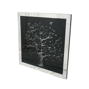 Décoration murale moderne Nevina, <span class=keywords><strong>arbre</strong></span> aux pommes en cristal, miroir biseauté, cadre artistique en miroir, forme rectangulaire, couloir - Product Image 1